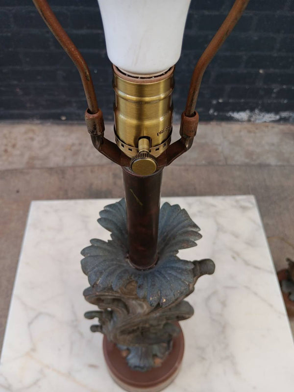 Pair of Italian Baroque Patinated Brass Table Lamps, c.1960’s