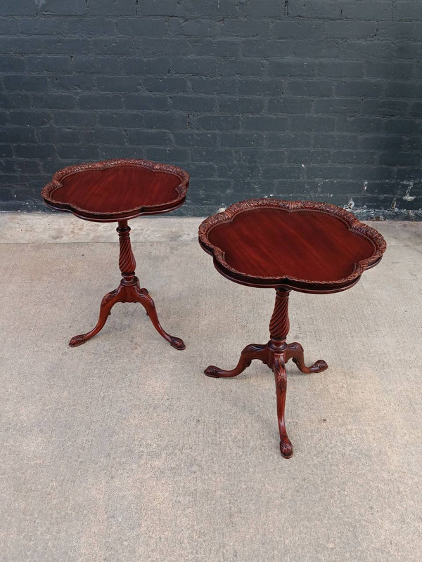 Pair of Federal Style Mahogany Tripod End Tables, c.1950’s
