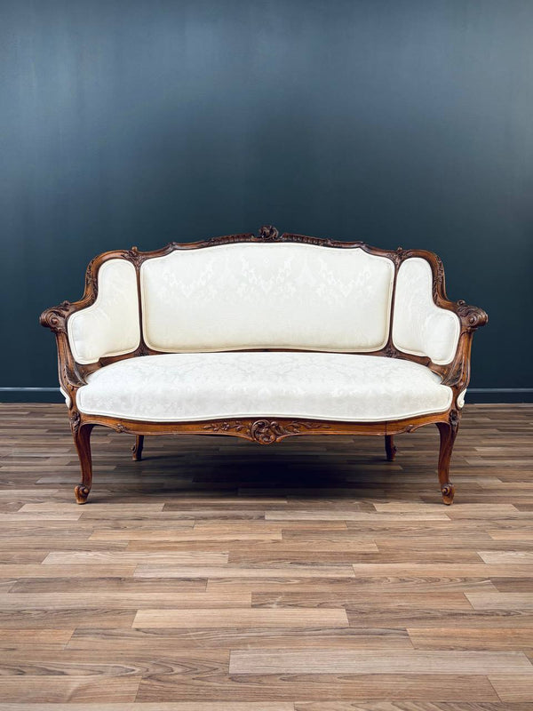 French Antique Louis XV-Style Love Seat Sofa, c.1950’s