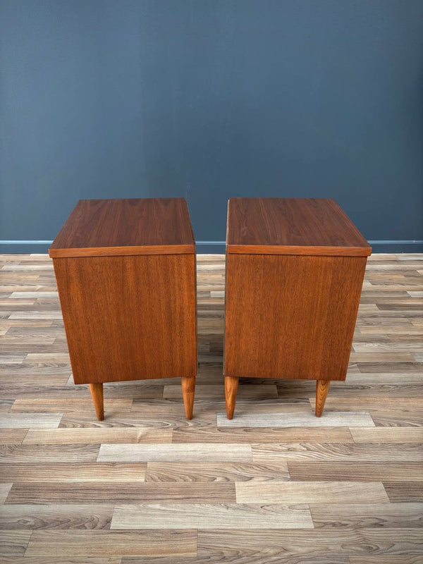 Pair of Mid-Century Modern Walnut Night Stands with Bookcase, c.1960’s