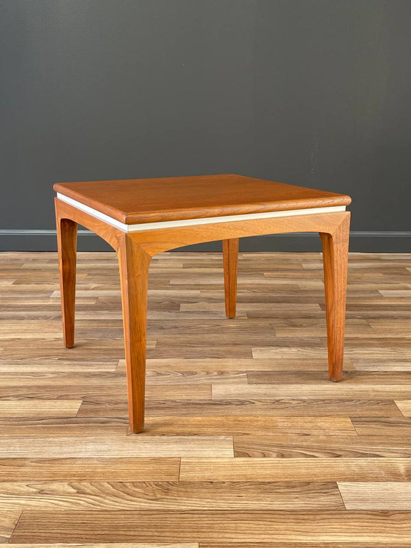 Mid-Century Modern Walnut Side Table with White Accent, c.1960’s