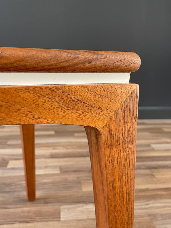 Mid-Century Modern Walnut Side Table with White Accent, c.1960’s
