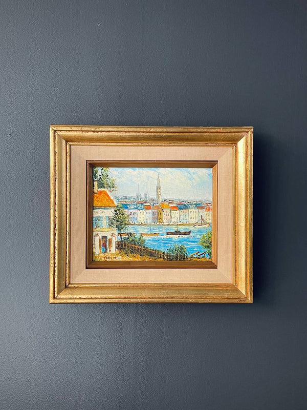 Vintage Mediterranean Port Painting by David Crespi