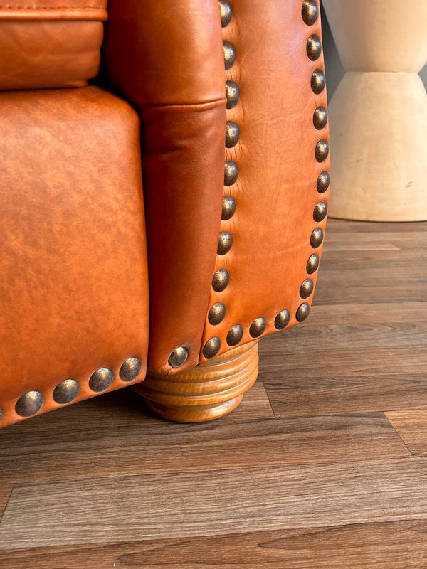 English Chesterfield Style Italian Leather Sofa, c.1970’s