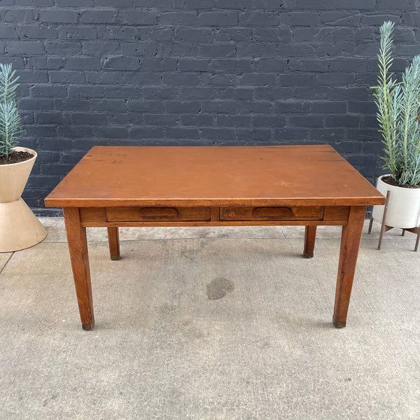 1920’s American Antique Desk / Table with Leather Top, c.1920’s