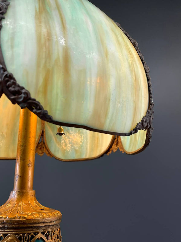 Vintage Art Deco Style Table Lamp with Tiffany Style Shade, c.1930’s