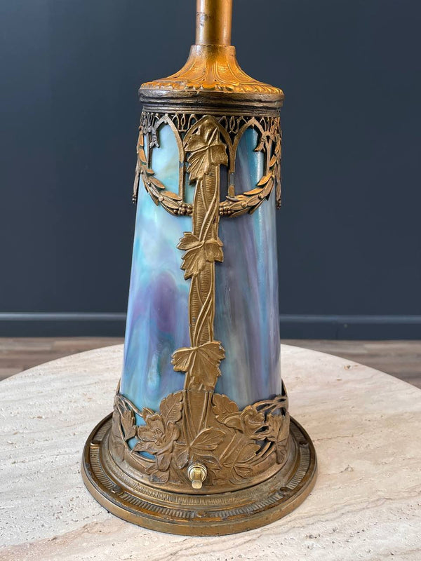 Vintage Art Deco Style Table Lamp with Tiffany Style Shade, c.1930’s