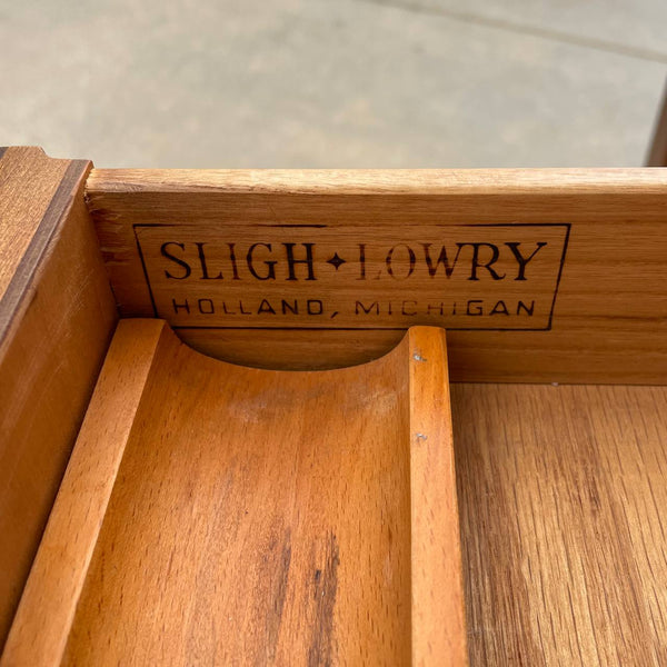 Mid-Century Modern Walnut & Leather Desk with Cane Back by Sligh Lowry, c.1960’s