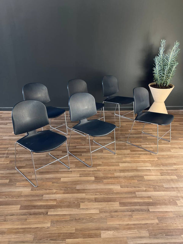 Set of 6 Mid-Century Modern Stackable Chrome Chairs by Steelcase