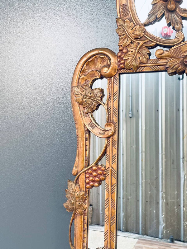 Italian Baroque Style Giltwood Mirror with a Carved Grape & Vine Motif, c.1930’s
