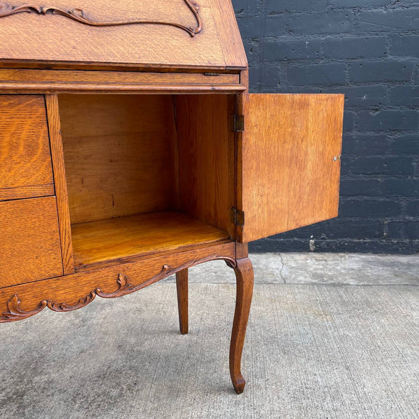 American Antique Oak Secretary Desk with Mirror, c.1960’s