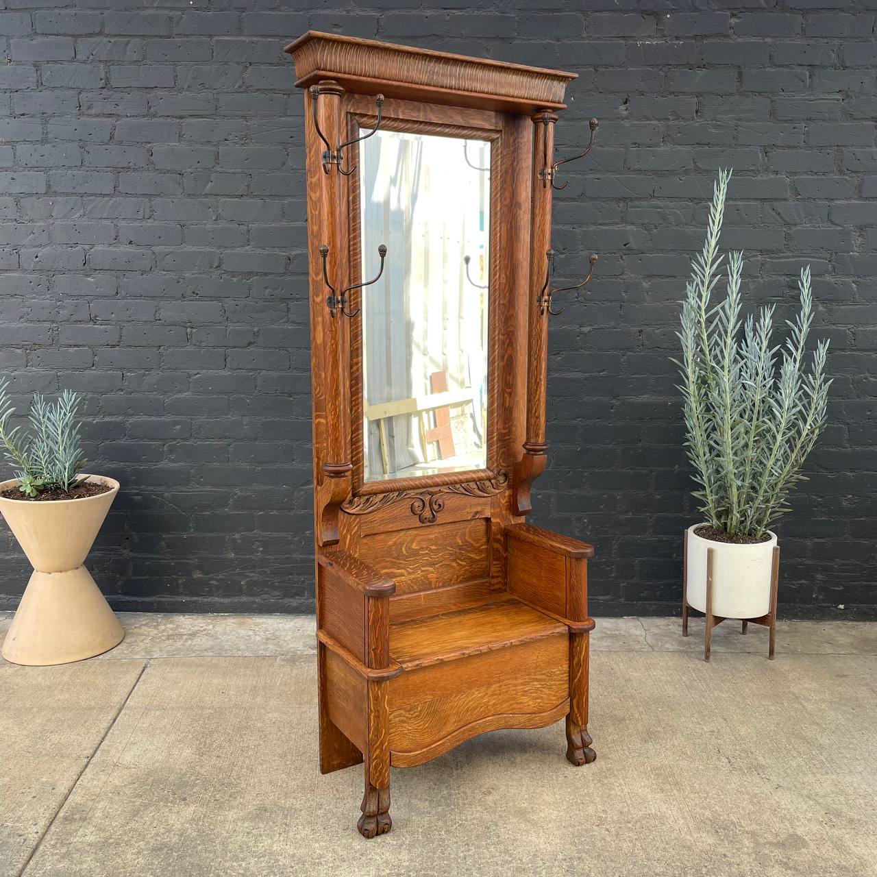 vintage dressing mirror Antique Oak Dressing Mirror Stand with Claw Feet, c.1960's – Vintage Supply