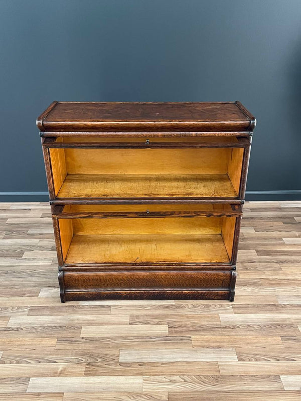 Antique Stackable Barristers Oak & Glass 2-Tier Bookcase Shelf Cabinet, c.1930’s