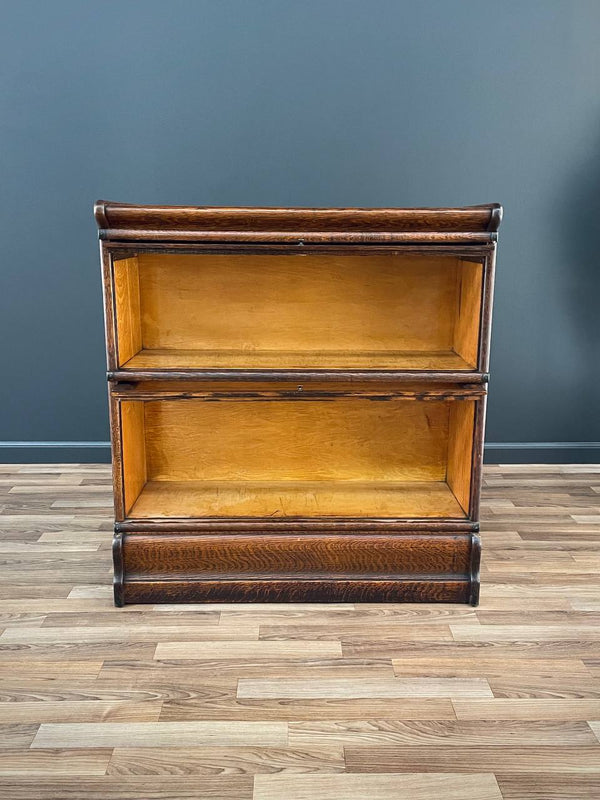 Antique Stackable Barristers Oak & Glass 2-Tier Bookcase Shelf Cabinet, c.1930’s