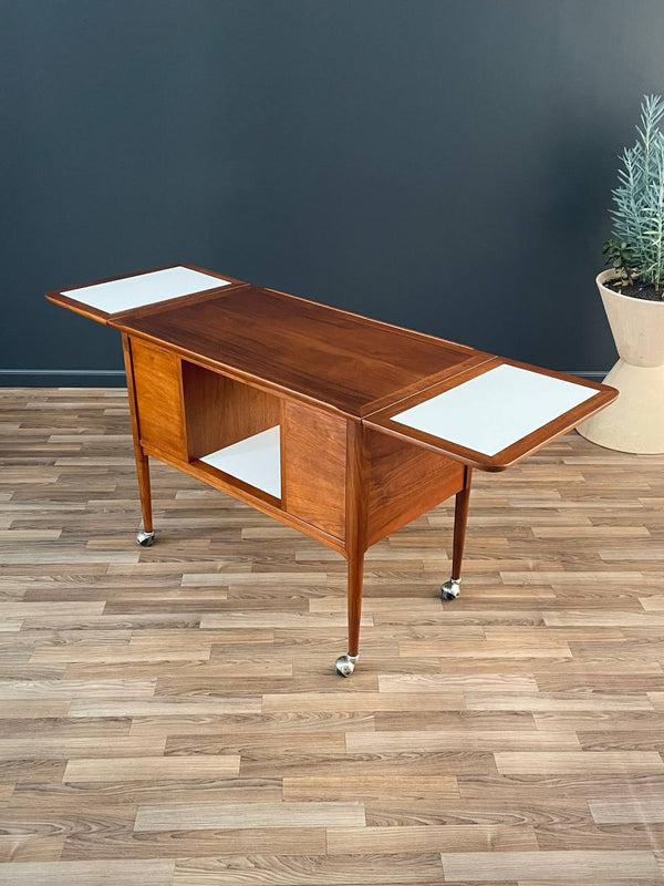 Mid-Century Modern Expanding Rolling Serving Bar Cart, c.1960’s