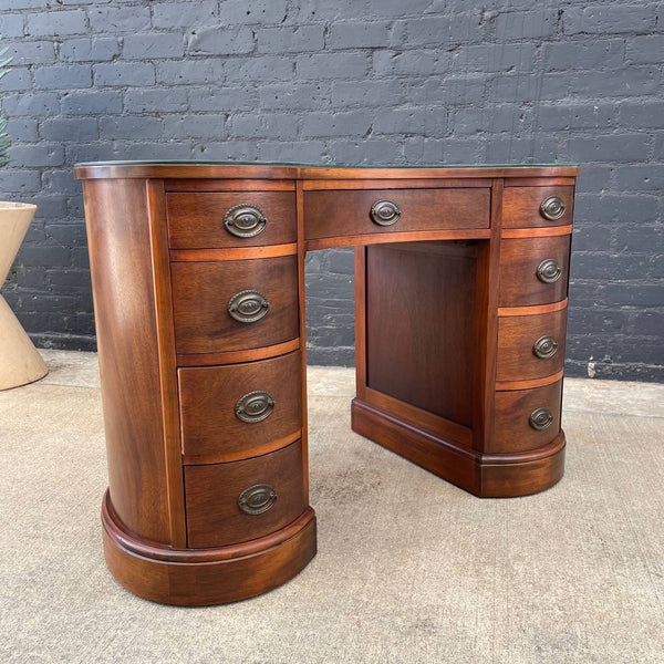 American Antique Federal Style Mahogany Curved Writing Desk, c.1950’s