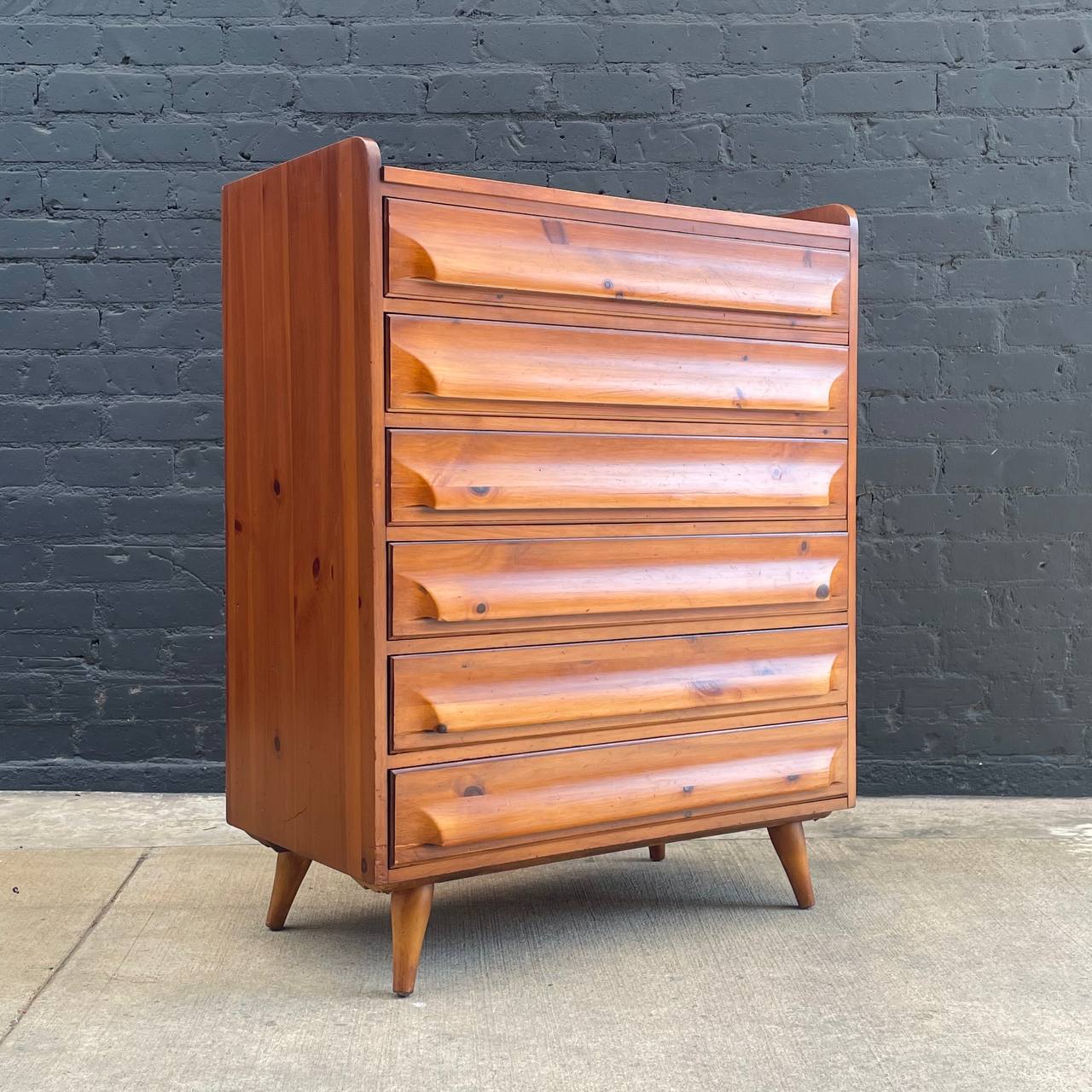 Mid-Century Modern Solid Pine Highboy Dresser, c.1960's | Vintage Supply Store Mid-Century Modern Solid Pine Highboy Dresser, c.1960's | Vintage Supply Store