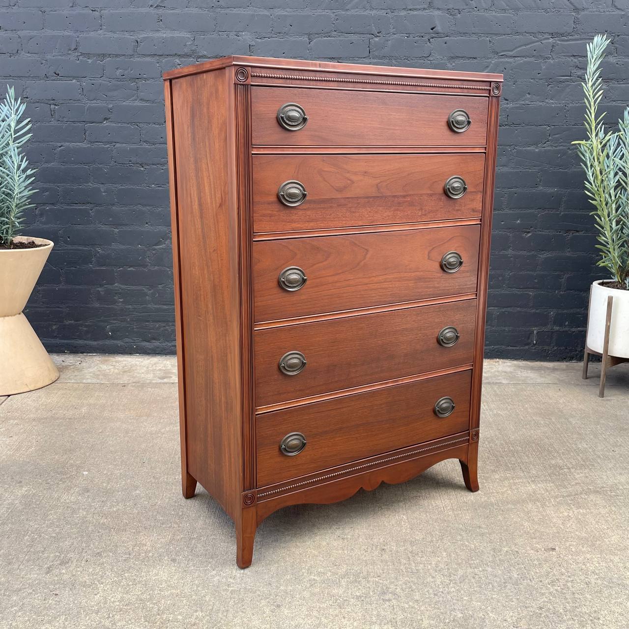 American Antique Federal Style Mahogany Highboy Dresser, c.1950's | Vintage Supply Store American Antique Federal Style Mahogany Highboy Dresser, c.1950's | Vintage Supply Store