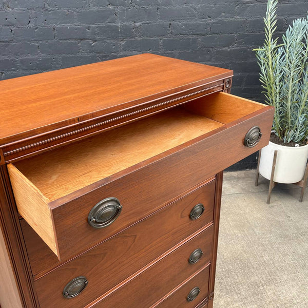 American Antique Federal Style Mahogany Highboy Dresser, c.1950’s