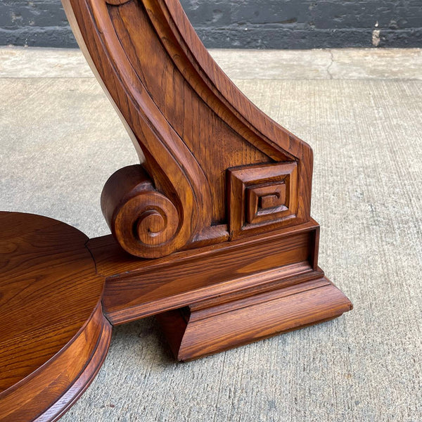 Antique Neoclassical Style Carved & Inlaid Wood Dining Table, c.1950’s