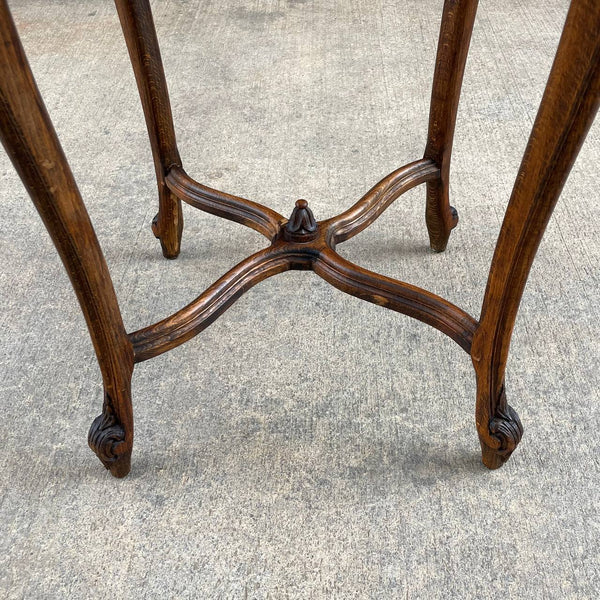 French 1930s Louis XV Style Table with Marble Too & Carved Decorations