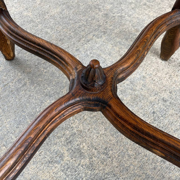 French 1930s Louis XV Style Table with Marble Too & Carved Decorations