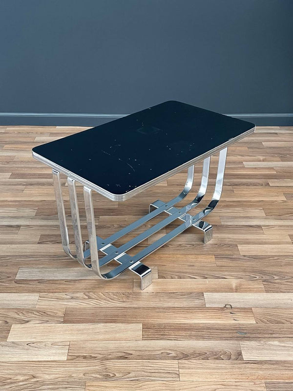 Art Deco Bauhaus Style Lacquer & Chrome Side Table, c.1940’s