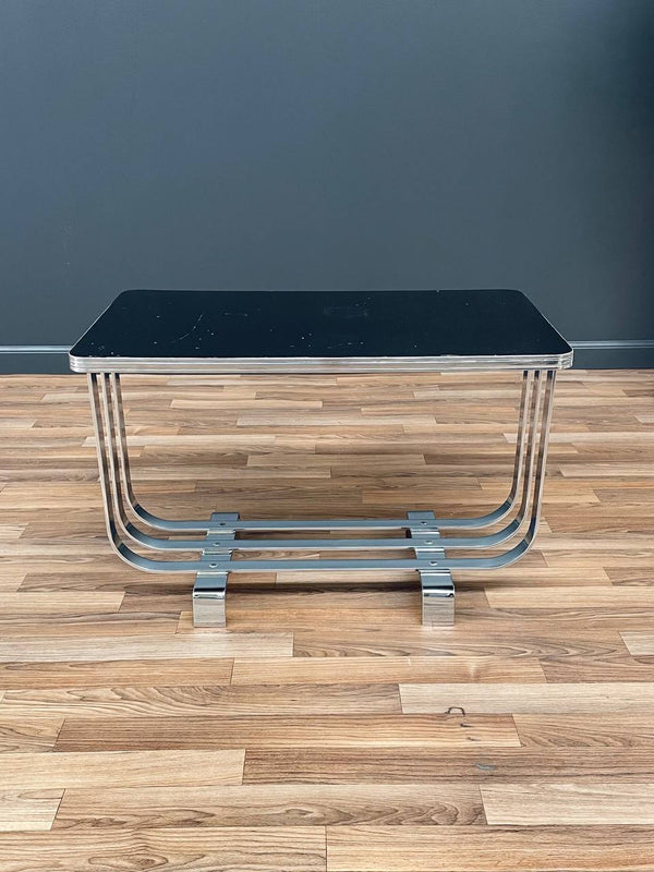 Art Deco Bauhaus Style Lacquer & Chrome Side Table, c.1940’s
