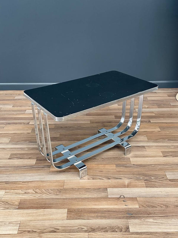 Art Deco Bauhaus Style Lacquer & Chrome Side Table, c.1940’s