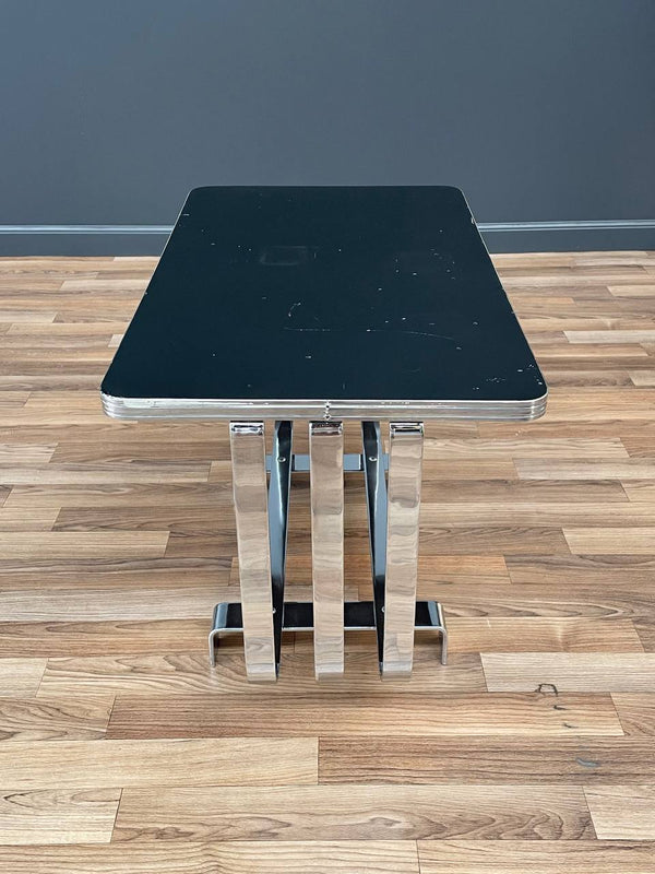 Art Deco Bauhaus Style Lacquer & Chrome Side Table, c.1940’s