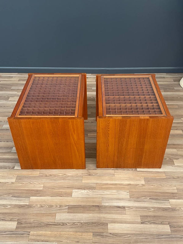 Pair of Danish Modern Teak & Glass Side Tables by Komfort, c.1970’s