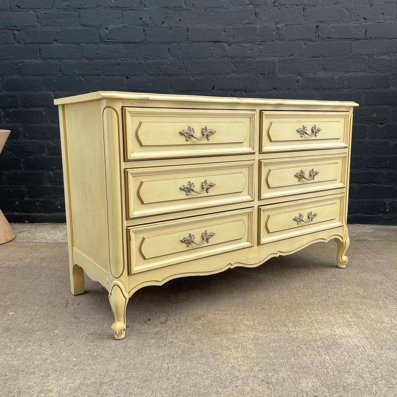 Vintage French Provincial Style Dresser with Accents Pulls, c.1960's Vintage Supply Vintage French Provincial Style Dresser with Accents Pulls, c.1960's Vintage Supply