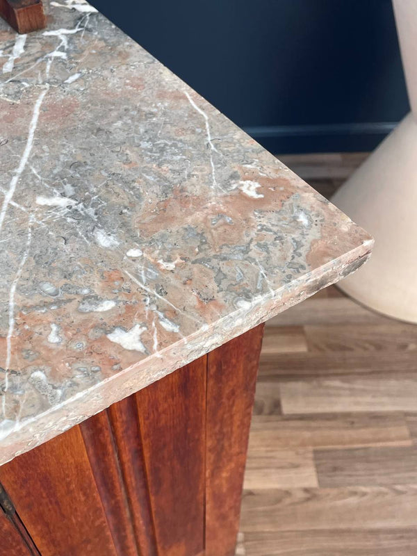 English Antique Marble Top Console Entry Cabinet, c.1920’s