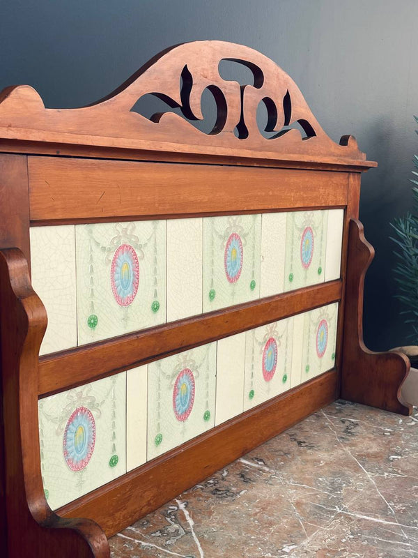 English Antique Marble Top Console Entry Cabinet, c.1920’s