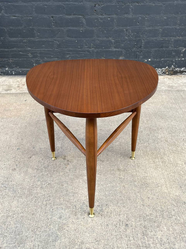 Mid-Century Modern Walnut Guitar Pick Style Side Table by Mersman, c.1960’s
