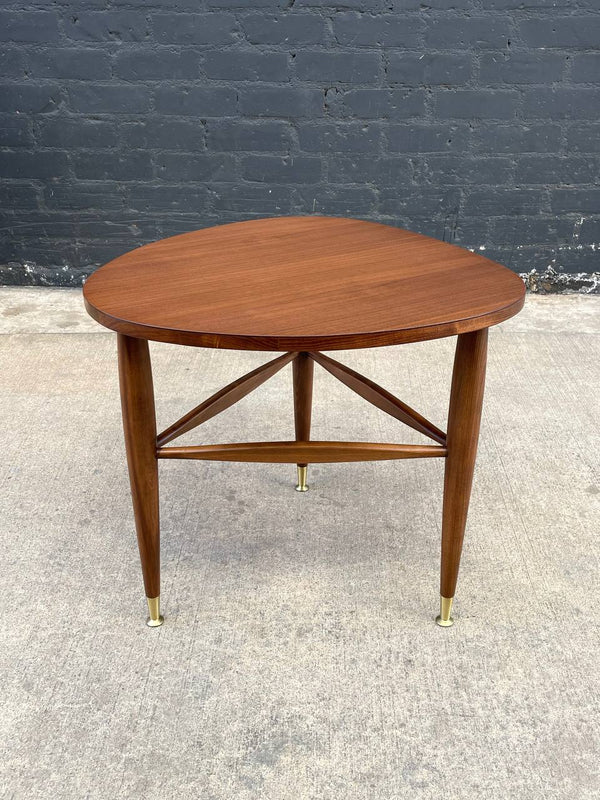 Mid-Century Modern Walnut Guitar Pick Style Side Table by Mersman, c.1960’s