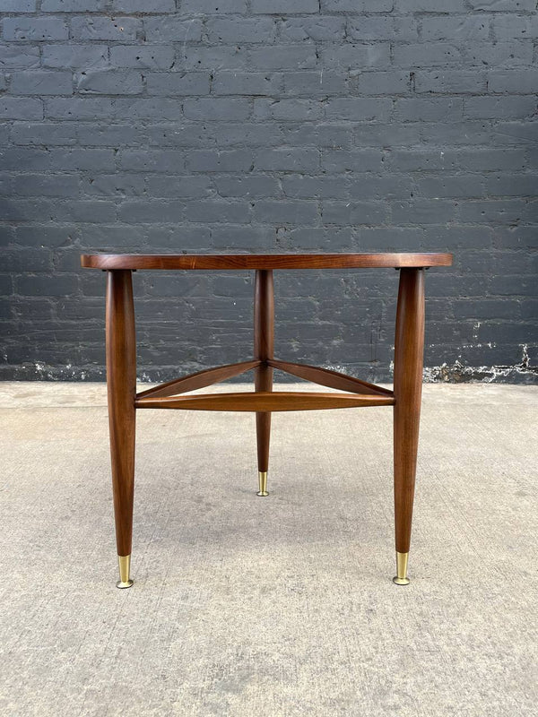 Mid-Century Modern Walnut Guitar Pick Style Side Table by Mersman, c.1960’s