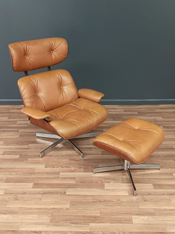 Vintage Eames Style Mid-Century Modern Lounge Chair with Ottoman by Selig, c.1960’s