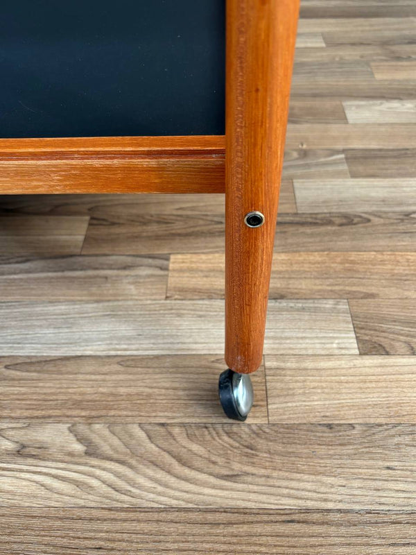 Mid-Century Danish Modern Teak Removable Sliding Tray Serving Cart, c.1960’s