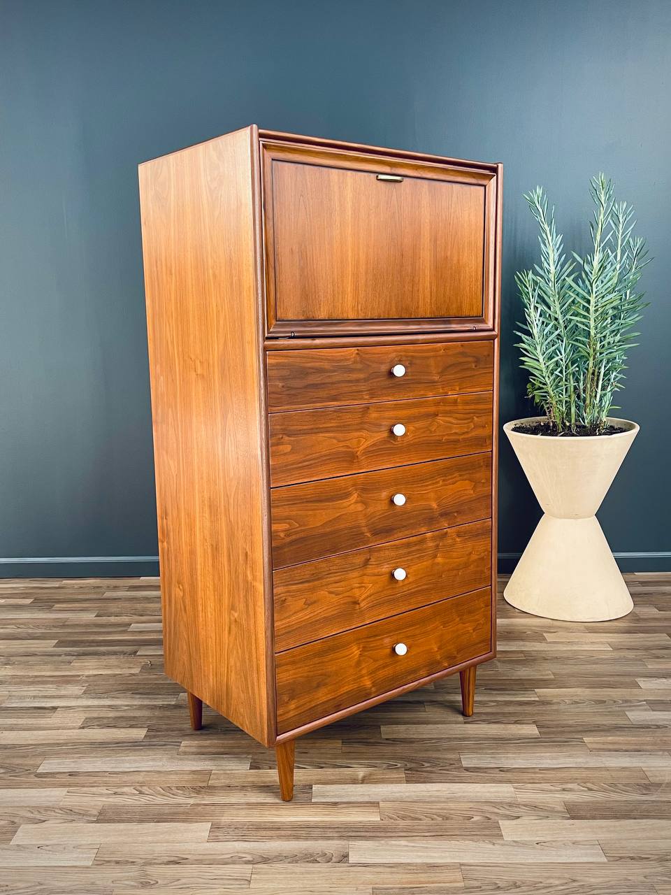 Mid-Century Modern Highboy Dresser by Kipp Stewart for Drexel, c.1960's - Vintage Supply Store Mid-Century Modern Highboy Dresser by Kipp Stewart for Drexel, c.1960's - Vintage Supply Store