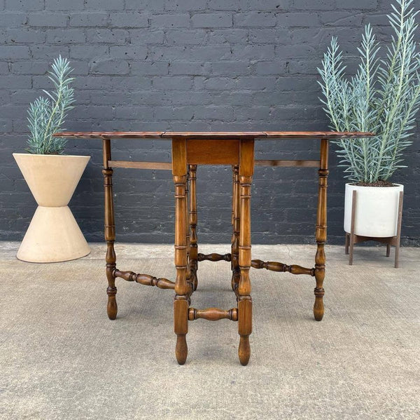 Vintage Drop-Leaf Oval Dining Table