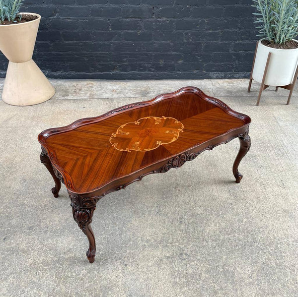 Antique Mahogany Coffee Table with Inlaid Woods, c.1950’s