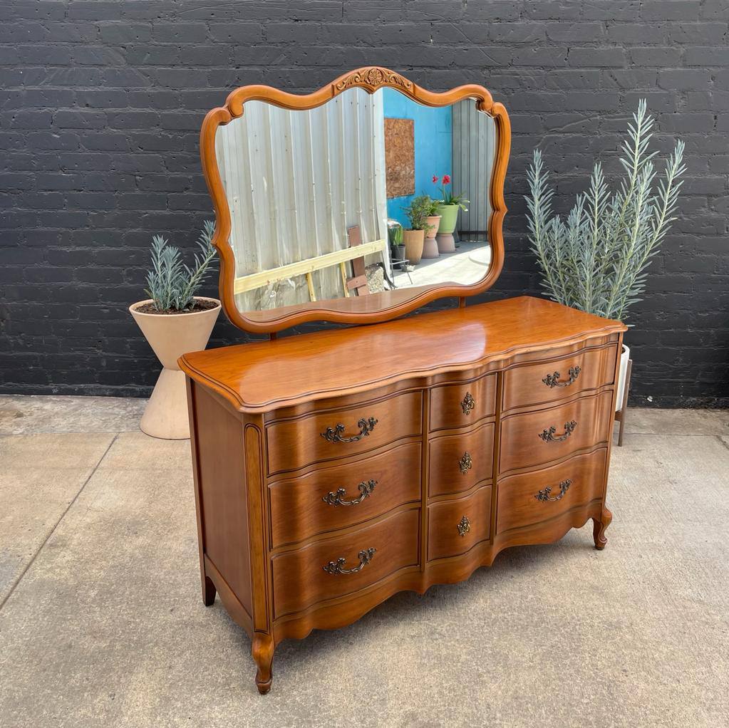 Vintage French Provincial Dresser with Mirror, c.1960's Vintage Supply Vintage French Provincial Dresser with Mirror, c.1960's Vintage Supply