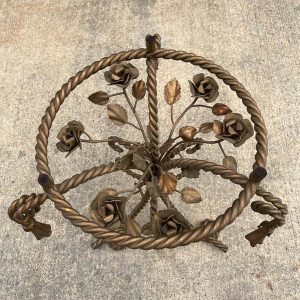 Vintage Italian Tassel Style Side Table with Glass Top