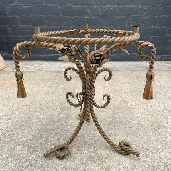 Vintage Italian Tassel Style Side Table with Glass Top