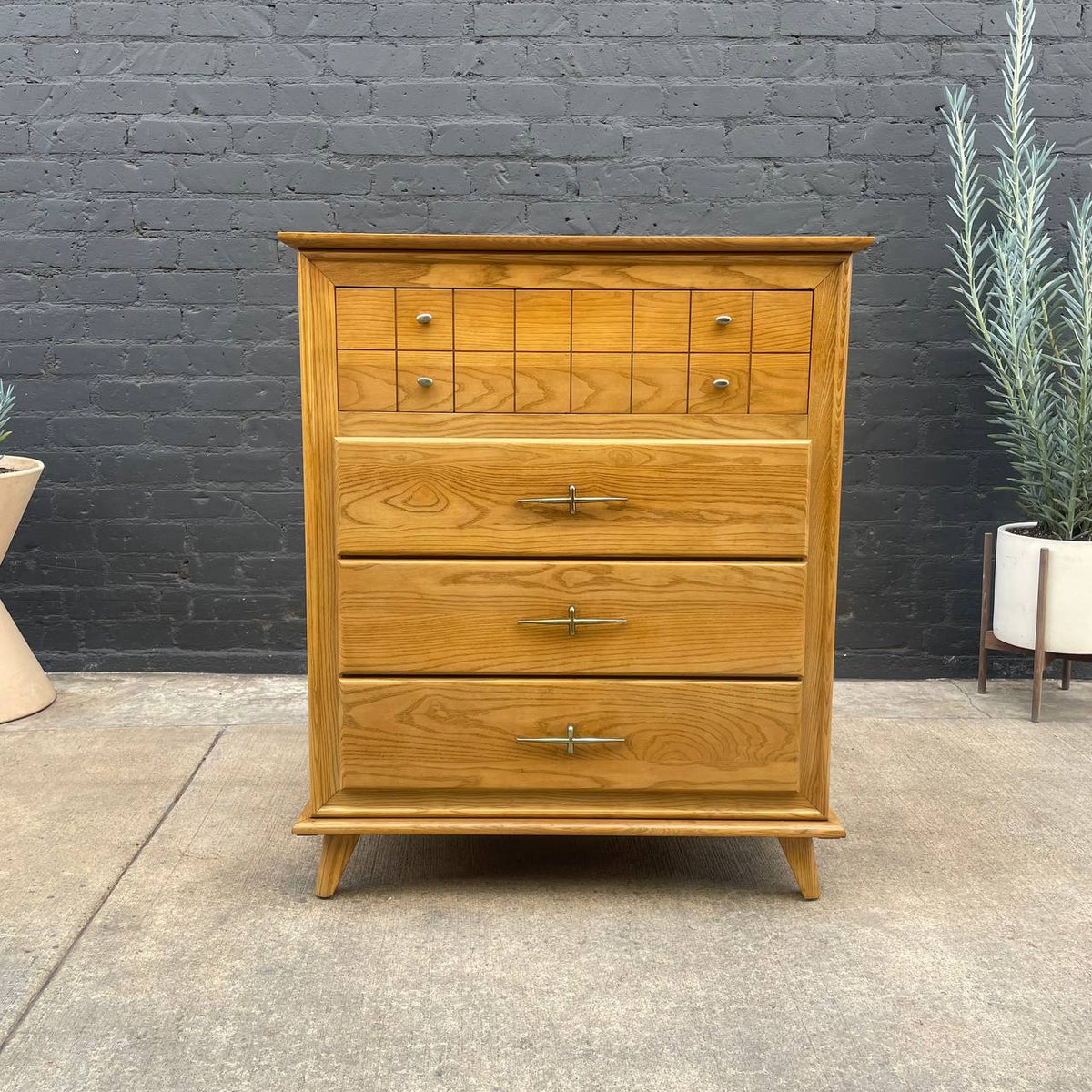 MidCentury Modern Highboy Chest of Drawers by LA Period Furniture, c. Vintage Supply