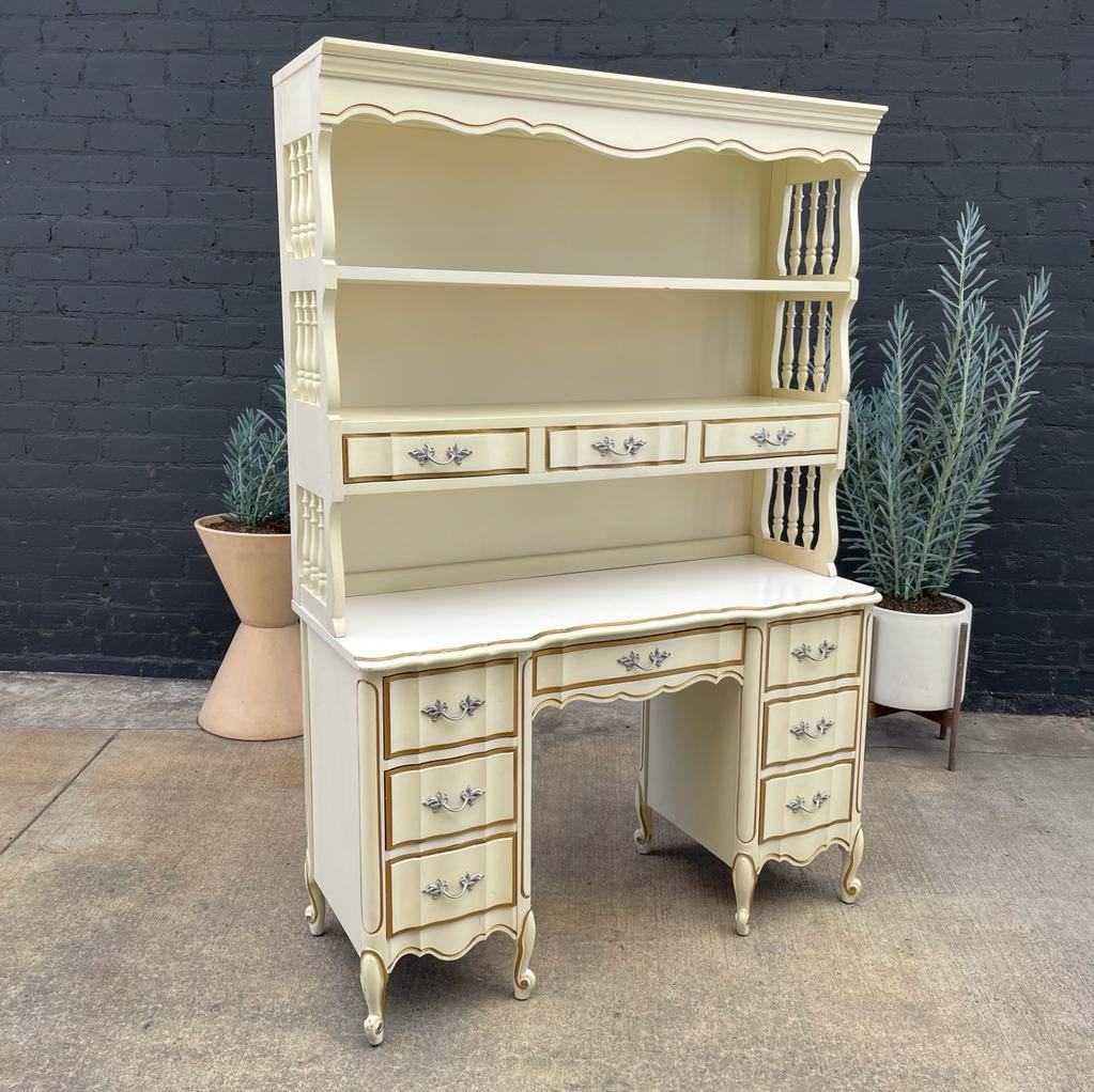 Vintage French Provincial Style Desk with Bookcase, c.1960’s Vintage