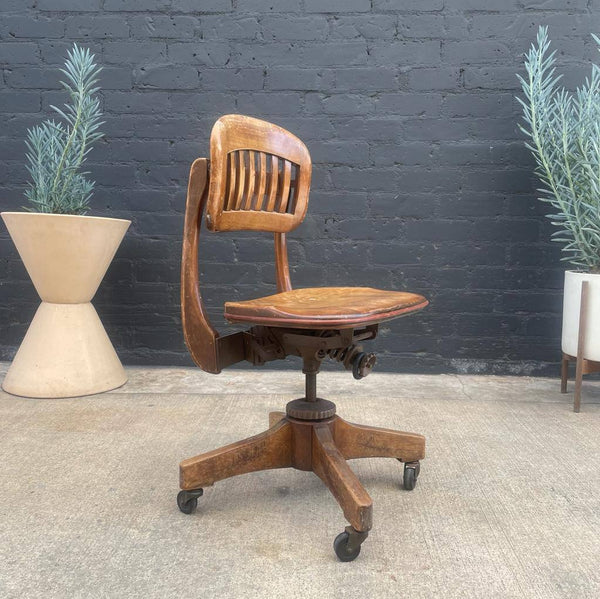 Vintage 1950’s Swivel Wood Desk Chair