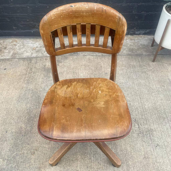 Vintage 1950’s Swivel Wood Desk Chair