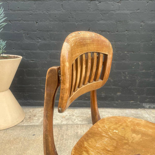 Vintage 1950’s Swivel Wood Desk Chair